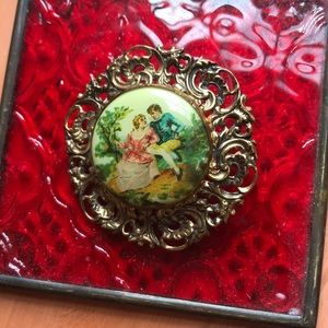 Vintage lovers brooch